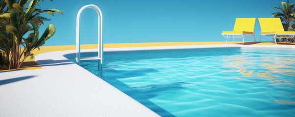 Wall Mural - Swimming pool. Summer vacation concept. 3d rendering, Generative AI 