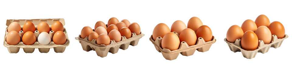 Wall Mural - Eggs in carton Hyperrealistic Highly Detailed Isolated On Transparent Background Png File