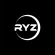 RYZ letter logo design with black background in illustrator, cube logo, vector logo, modern alphabet font overlap style. calligraphy designs for logo, Poster, Invitation, etc.