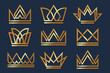 Crown Logo Royal King Queen abstract Logo design vector template. Geometric symbol Logotype concept.