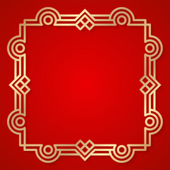 Poster - Golden oriental frame on red background. - Vector.