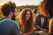 Group of friends having fun together on a summer day. People having fun outdoors, A happy group of friends enjoying time together outdoors, AI Generated