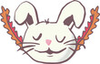 Digital png illustration of smiley beige rabbit with closed eyes on transparent background