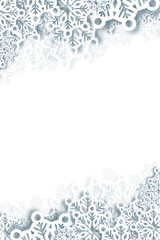 Sticker - Digital png illustration of white snow flakes with copy space on transparent background