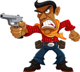 Fototapeta Pokój dzieciecy - Angry Cowboy Holding Gun Cartoon Character