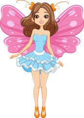 Wall Mural - Enchanting Fairy Cartoon Character with Butterfly Wings