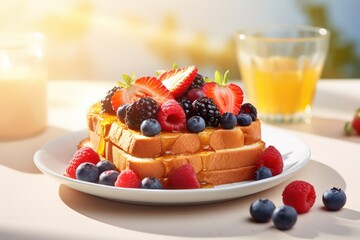 French Toast with Berries on plate