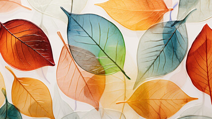 Canvas Print - tile transparent colorful leaves