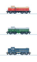 Industrial Shunting Diesel Locomotive. Side View. Vector Illustration