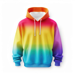 Wall Mural - Rainbow color hoodie sweatshirt with a hood and long sleeves on white background