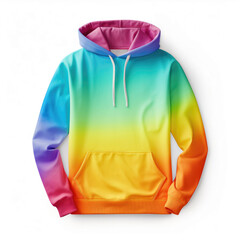 Wall Mural - Rainbow color hoodie sweatshirt with a hood and long sleeves on white background