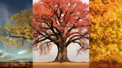 Poster - a tree with orange leaves