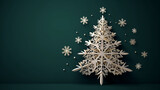 Fototapeta  - クリスマスツリーとスノーフレークのグリーティングカード風背景素材