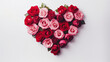 © Виктория Татаренко - Red and pink roses in heart shape on white background, top view