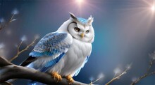 枝に止まっている神秘的なフクロウ｜Mysterious Owl Perched On A Branch Generative AI