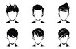 Male hairstyle silhouettes vector art, Boy haircut black silhouette clipart bundle
