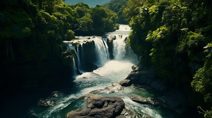 Canvas Print - a waterfall in a forest