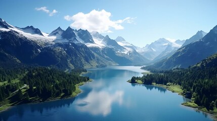 Wall Mural - a lake surrounded by mountains