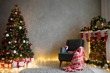 Wall Mural - Christmas tree with gifts home decoration for new year