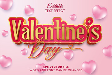 Wall Mural - Valentine's day golden pink 3d text effect