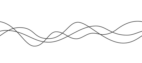 Line curve waves. Thin wavy line seamless pattern. Abstract dynamic curve stroke. Simple striped graphic template. Design element. Vector illustration isolated on white background.
