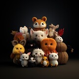 Fototapeta Pokój dzieciecy - Cute halloween themed animals on a knitted