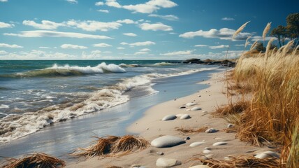 Sticker - Calm sea coast with beautiful wind waves