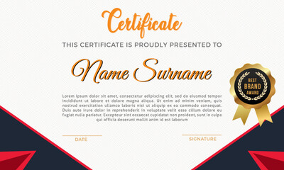 Modern Certificate template design. Clean modern certificate, Diploma Certificate vector template, achievement certificate with badge.