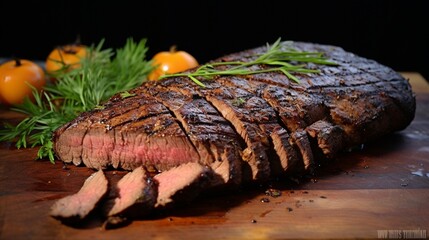 Wall Mural - an image of a sizzling barbecue tri-tip steak with a peppery rub