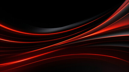 Black carbon fiber motion background. Technology wavy line with red glowing light 3d - Generative AI