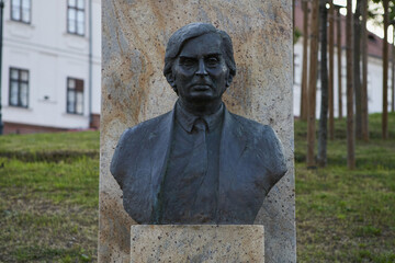 Sculpture of Dr. József Tihamér Antall Jr. (Hungarian: Antall József Tihamér), the first Prime Minister of Hungary. Budapest, Hungary - 7 May, 2019