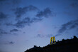 Mc Donald's restaurant logo at dusk. Budapest, Hungary - 7 May, 2019