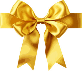 Canvas Print - Yellow ribbon and bow with gold clip art