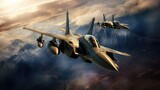 Fototapeta  - Two military jet fighter planes at high altitude