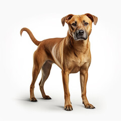 Dog standing isolated on white background