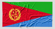 Flag of Eritrea. Fabric textured Eritrea flag isolated on white background. 3D illustration