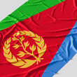 Flag of Eritrea. Fabric textured Eritrea flag isolated on white background. 3D illustration
