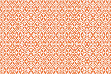 Pattern Of Orange And White Geometric Flowers On A White Background