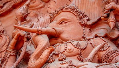 Wall Mural - Ornate designs at the Wat Sila Ngu Buddhist temple on Ko Samui island in Thailand