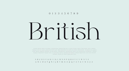Sticker - British Minimal alphabet fonts. Modern, Typography, Technology, Elegant, Fashion, Designs, Sans Serif fonts. Vector illustration