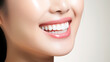 © Yuwarin - a beautiful young model woman smiling with clean teeth. used for a dental ad isolated on white background