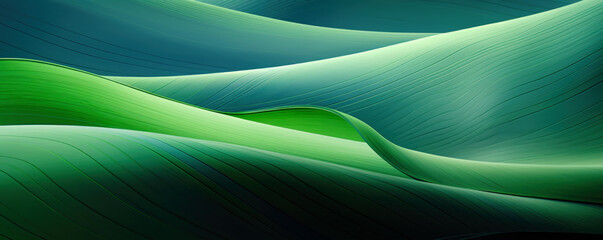 Poster - Abstract green lines and hills, wallpaper background