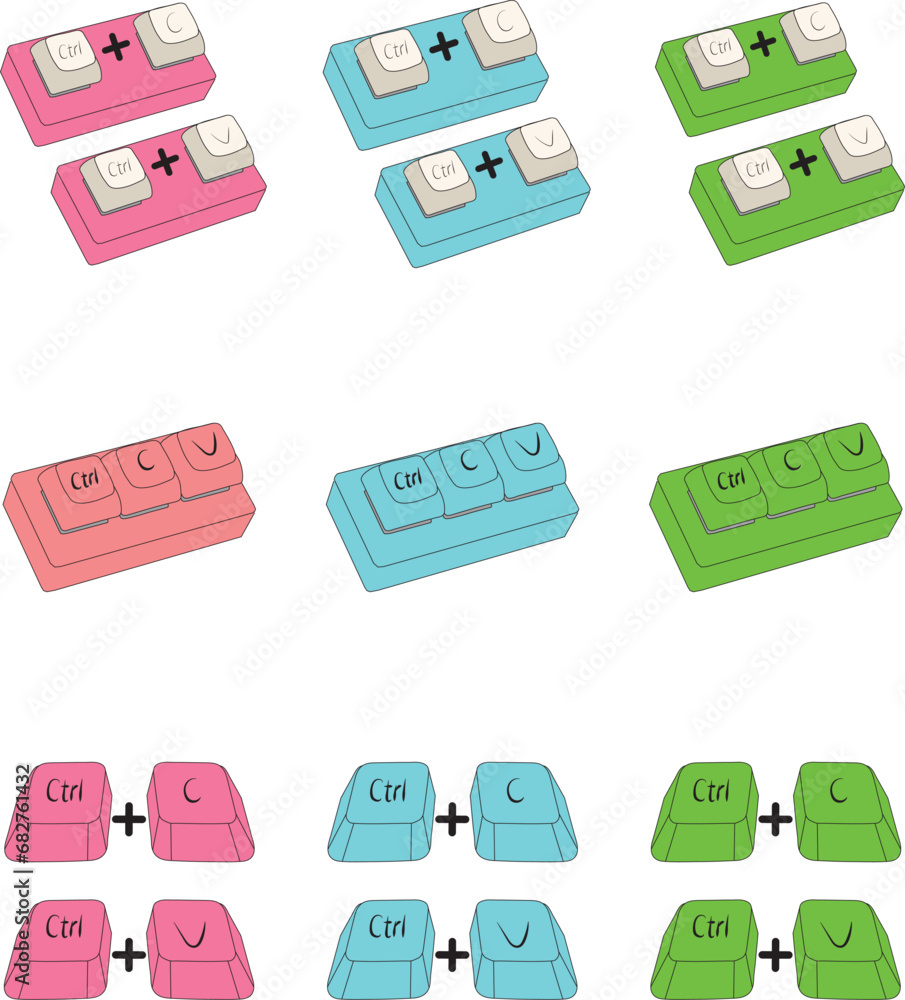 Keyboard button, Vector illustrating CTRL C and CTRL V keyboard ...