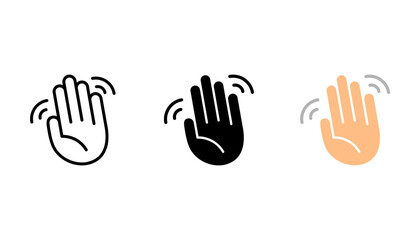 Hand waving icon set. vector illustration of goodbye gesture sign concept for your web site mobile app on white bsckground