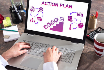 Canvas Print - Action plan concept on a laptop screen