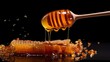 honey dripping honey from a honey dipper