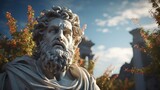 Fototapeta  - Generative AI, Stoicism concept, sculpture of a stoic, representing philosophy, ancient greek god statue