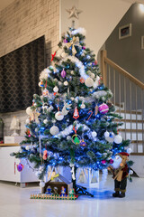 illuminated christmas tree in the living room