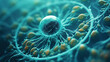 Microscopy of futuristic genetic engineered cell. Advanced biotechnology concept. Generative AI