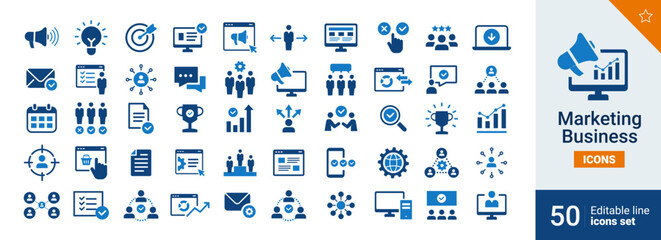 Marketing Basic icons Pixel perfect. Business, Team, work,...	
